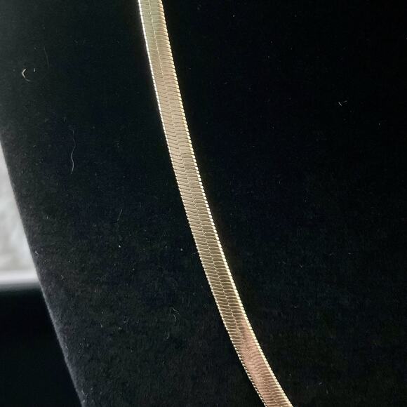 NEW 16in 14k/ Sterling Silver 4mm Solid HERRINGBONE Necklace - Picture 2 of 6